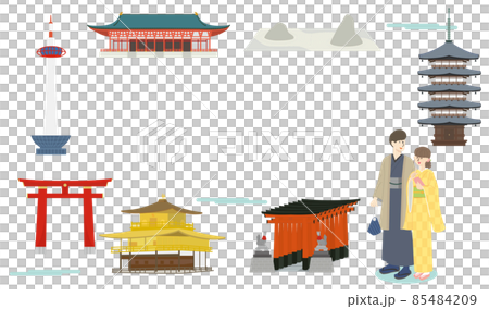 京都の有名な観光スポットを周る若い男女のカップル 85484209