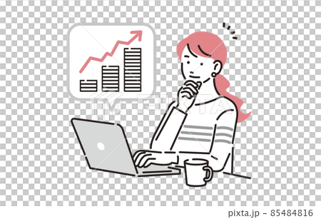 A woman who manages assets on a personal computer 85484816