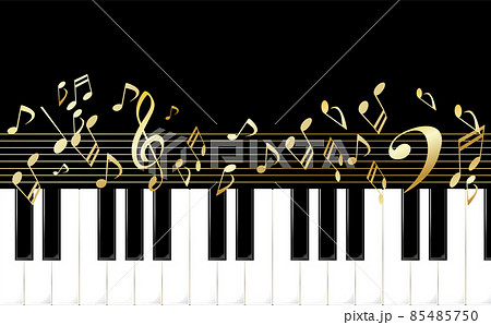 ピアノの鍵盤と音符のイラスト ピアノの鍵盤と音符のイラスト 85485750