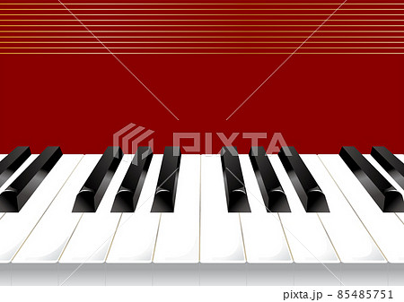 ピアノの鍵盤と音符のイラストのイラスト素材