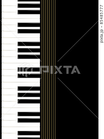 ピアノの鍵盤と音符のイラストのイラスト素材