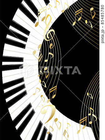 ピアノの鍵盤と音符のイラスト 85485780