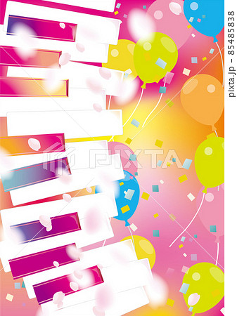 かわいいピアノの鍵盤と音符のイラスト かわいいピアノの鍵盤と音符のイラスト 85485838