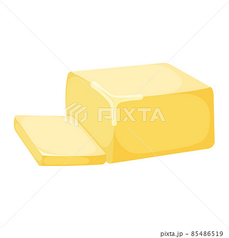 Milk product natural ingredient butter or margarine icon, concept cartoon organic dairy breakfast food vector illustration, isolated on white. Milk product natural ingredient butter or margarine icon, concept cartoon organic dairy breakfast food vector illustration, isolated on white. 85486519