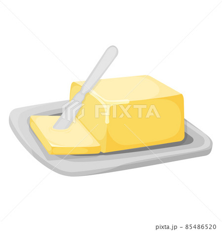 Milk product natural ingredient butter or margarine icon, concept cartoon organic dairy breakfast food vector illustration, isolated on white. 85486520