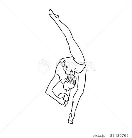 Rhythmic gymnastics. Silhouette of a girl with - Stock Illustration  [85486764] - PIXTA