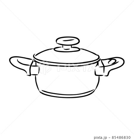 Hand Drawn Saucepan Sketch Symbol. Vector Pot Element In Trendy Style. 85486830