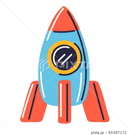 Illustration of rocket kid toy. Happy childhood symbol. Playing game with friends. 85487172