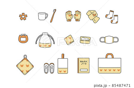 クマの幼稚園 保育園のアイテムセットのイラスト素材