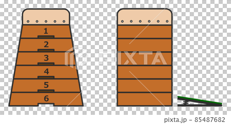 Illustration of stacking vaulting boxes used in physical education Illustration of stacking vaulting boxes used in physical education 85487682