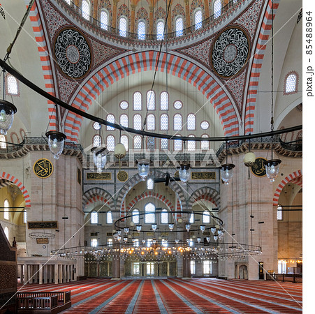 Interior of Suleymaniye Mosque, Fatih district, Istanbul, Turkey 85488964