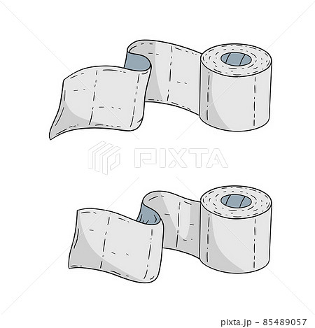 Set of toilet paper. Bath element. White cartoon object. 85489057