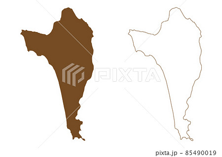 Phu Quoc island (Socialist Republic of Vietnam, Kien Giang Province) map vector illustration, scribble sketch Phu Quo c map 85490019