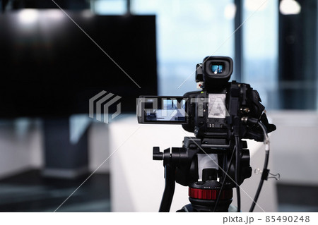 Modern video recording studio, focus on camera 85490248