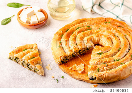 Spanakopita, greek phyllo pastry pie 85490652