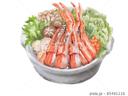 手描きのカニ鍋のイラスト素材