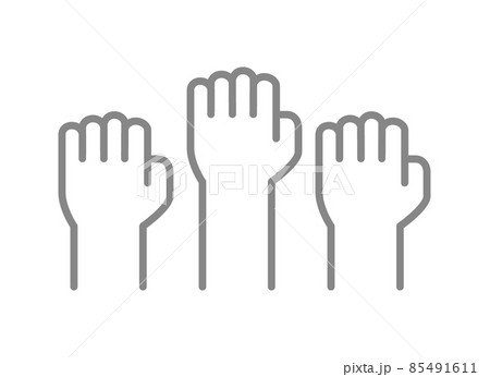 Revolution line icon. Three raised fists, cooperation symbol Revolution line icon. Three raised fists, cooperation symbol 85491611