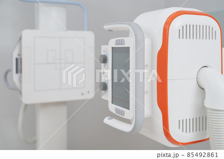 Modern professional ultrasound equipment with digital screen. 85492861