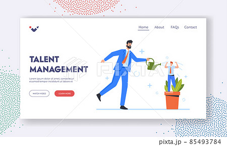 Talent Management Landing Page Template. Businessman Watering Growth Talented Staff in Pot. Using Talented Employee Talent Management Landing Page Template. Businessman Watering Growth Talented Staff in Pot. Using Talented Employee 85493784