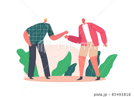 Couple Male Friends Characters Beating Fists, Greeting Each Other, Friendship, Support, Solidarity. Human Greetings 85493818