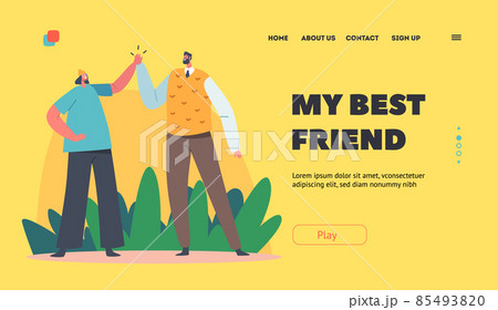 Best Friends Landing Page Template. Male and Female Characters Informal Greetings, Happy People Giving High Five Best Friends Landing Page Template. Male and Female Characters Informal Greetings, Happy People Giving High Five 85493820