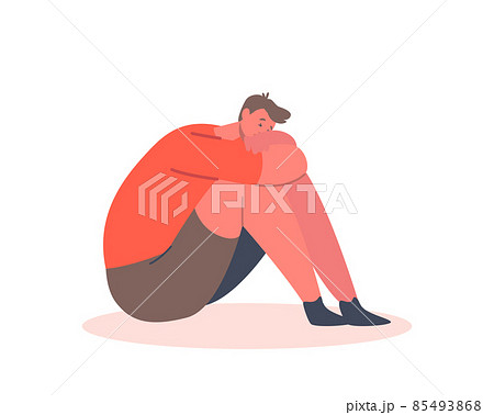 Family Problems, Domestic Abuse, Bullying Concept. Little Child Sitting on Floor Crying with Sad Face. Depressed Boy Family Problems, Domestic Abuse, Bullying Concept. Little Child Sitting on Floor Crying with Sad Face. Depressed Boy 85493868