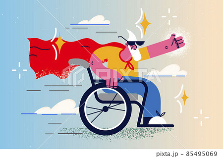 Overjoyed senior man with disability feel happy  85495069