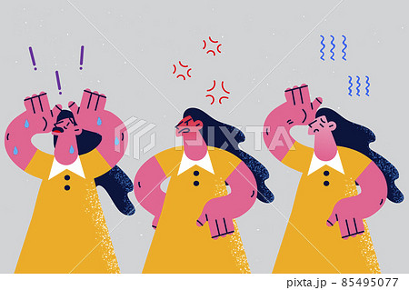 Woman having different moods suffer from bipolar disorder  85495077