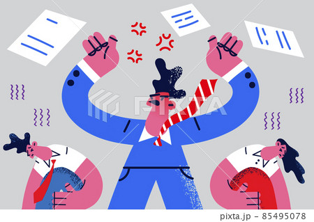 Furious boss shout lecture stressed employees Furious boss shout lecture stressed employees 85495078