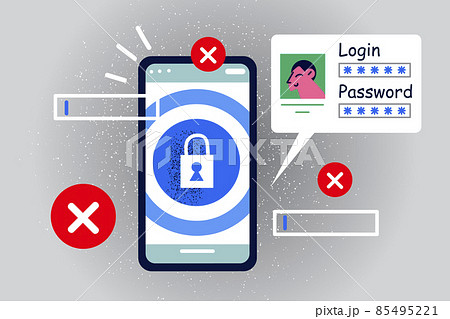 Smartphone log in and password on screen  85495221