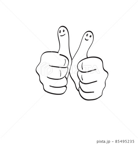 line art two thumbs up with smiling face illustration vector hand drawn isolated on white background line art two thumbs up with smiling face illustration vector hand drawn isolated on white background 85495235
