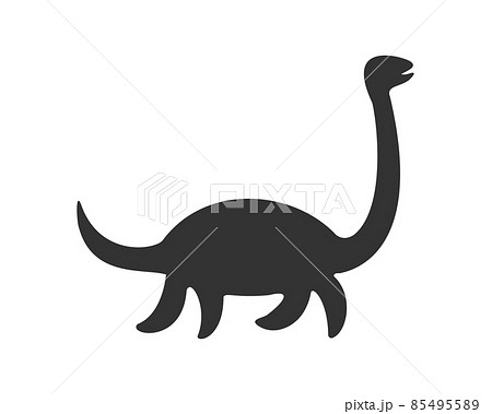 Nessie or Loch Ness monster silhouette isolated on white background. Dinosaur plesiosaur icon. Vector graphic illustration 85495589