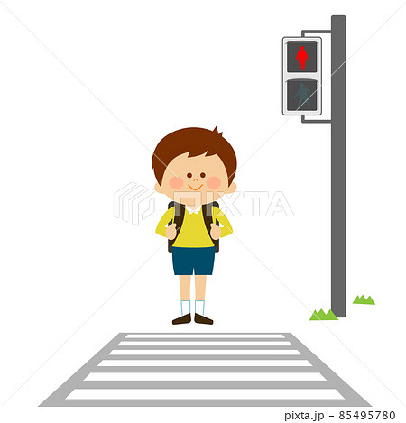 赤信号　止まって待つ子供 85495780