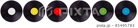 Isolated vinyl records collection. Top view. 85495783