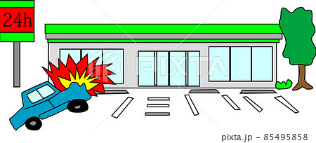 お店に突っ込む自動車のイラスト素材 お店に突っ込む自動車のイラスト素材 85495858