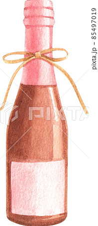 Wine bottle and glass watercolor clipart png 85497019