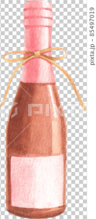 Wine bottle and glass watercolor clipart png 85497019