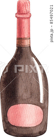 Wine bottle and glass watercolor clipart png 85497021