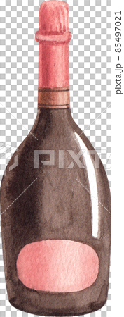Wine bottle and glass watercolor clipart png 85497021