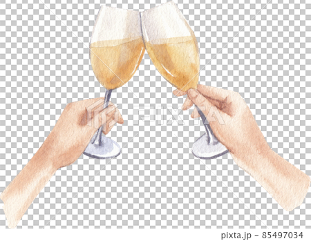 Wine bottle and glass watercolor clipart png 85497034