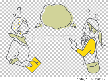 Two women enjoying a trip Hatena Simple and stylish line drawing illustrations 85498417