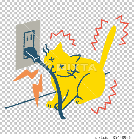 電気コードを噛んで感電する猫 85498966