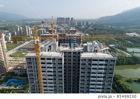 Aerial view of multistory apartment construction site in China Aerial view of multistory apartment construction site in China 85499230