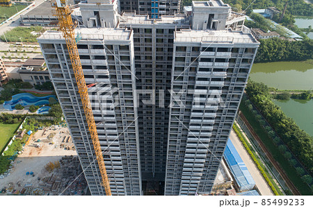 Aerial view of multistory apartment construction site in China Aerial view of multistory apartment construction site in China 85499233