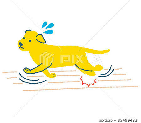 床で足を滑らす犬 85499433