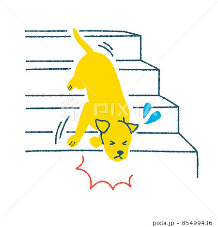 階段から落ちる犬 85499436