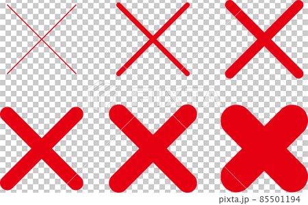 線の太さの違う赤いバツマークのセット no.02 85501194