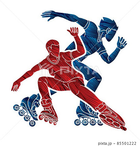 Group of Roller blade Players Action Vector 85501222
