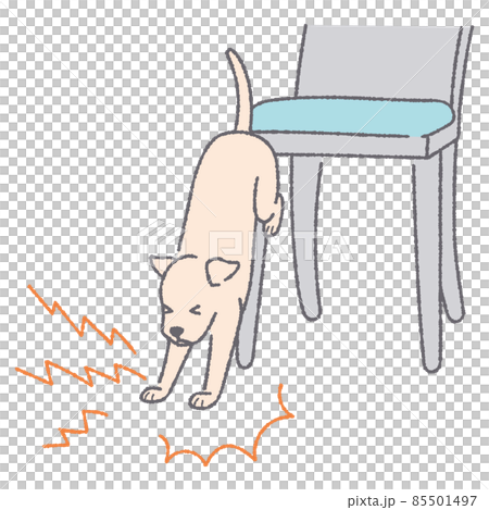 椅子から飛び降りてケガをする犬 85501497