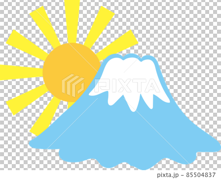 一月_富士山和第一次日出的圖像插圖。 一月_富士山和第一次日出的圖像插圖。 85504837